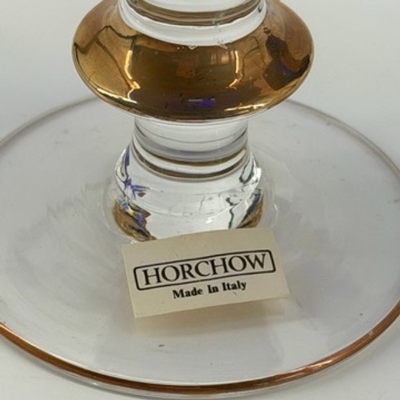 Horchow Set of 2 Cobalt Blue and Gold Gilded Stemware Glasses Made in Italy - Picture 2 of 7